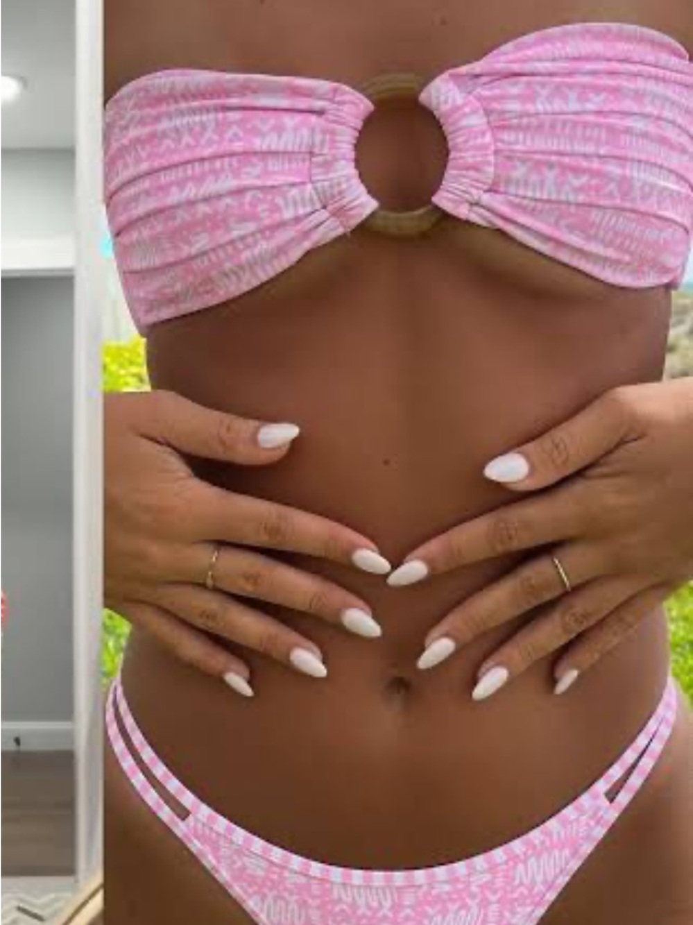 Kulani Kinis Pink Strapless Bandeau Top with Center Ring